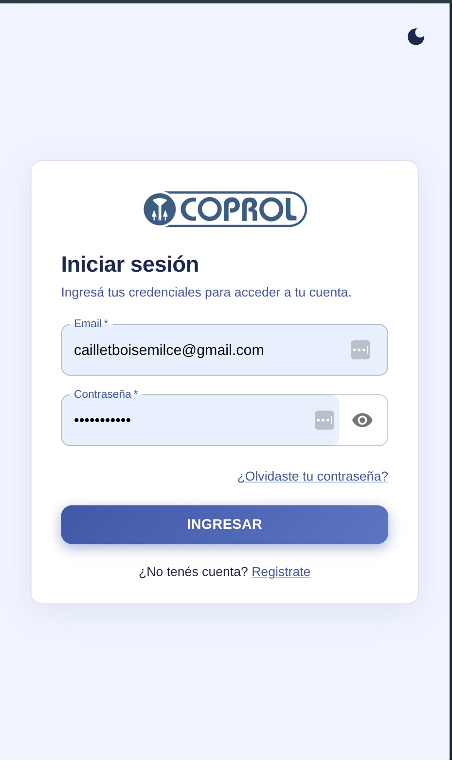 Vista del Portal Conecta en el celular